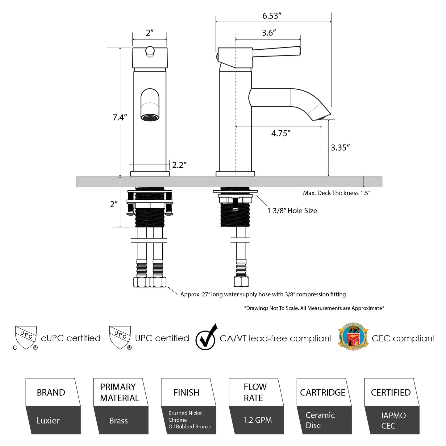 Single Hole Single-Handle Bathroom Faucet with drain in Chrome