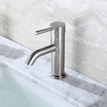 Single Hole Single-Handle Bathroom Faucet with drain in Brushed Nickel