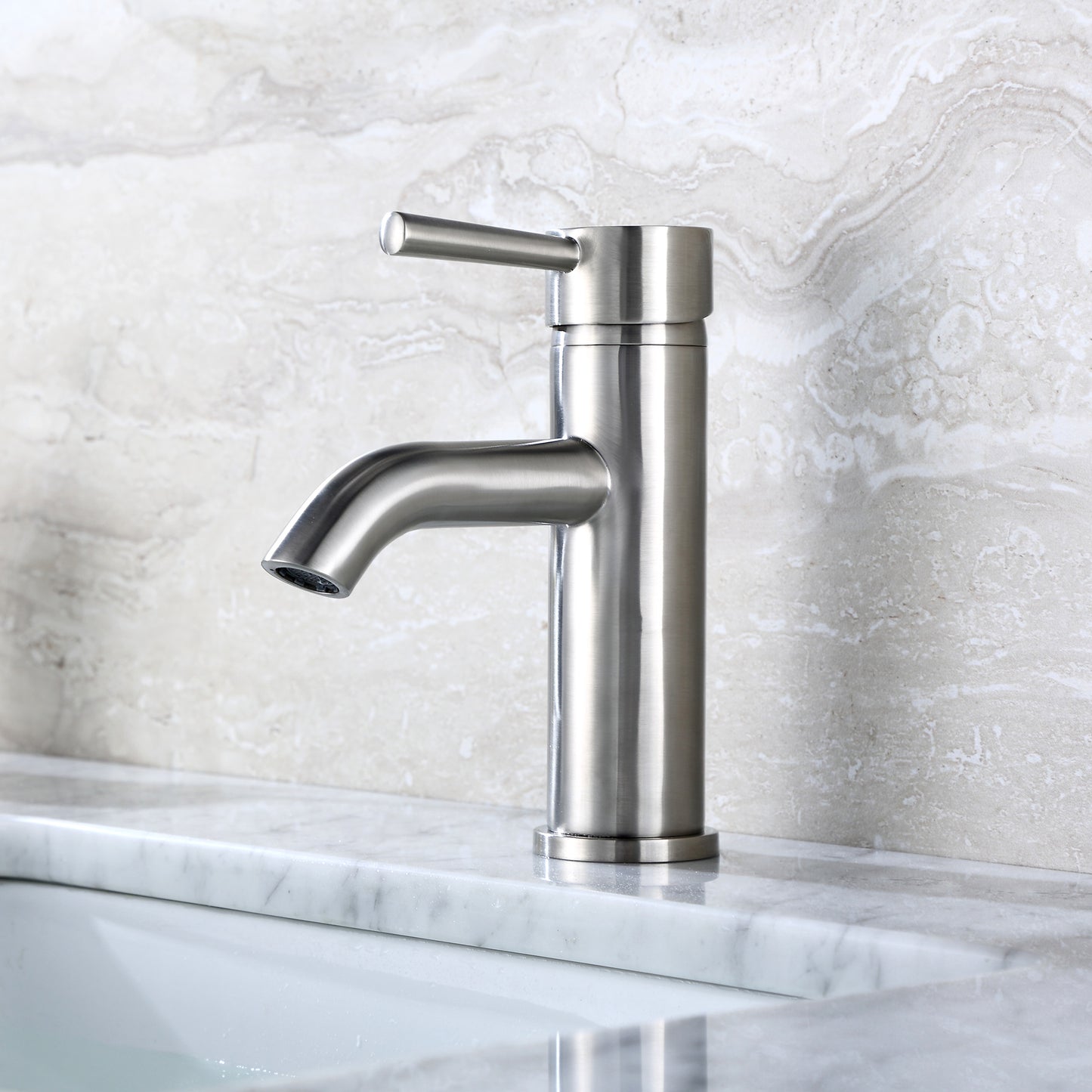 Single Hole Single-Handle Bathroom Faucet with drain in Brushed Nickel