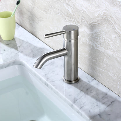 Single Hole Single-Handle Bathroom Faucet with drain in Brushed Nickel