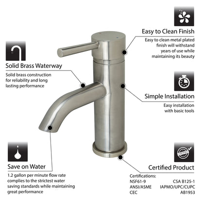 Single Hole Single-Handle Bathroom Faucet with drain in Brushed Nickel