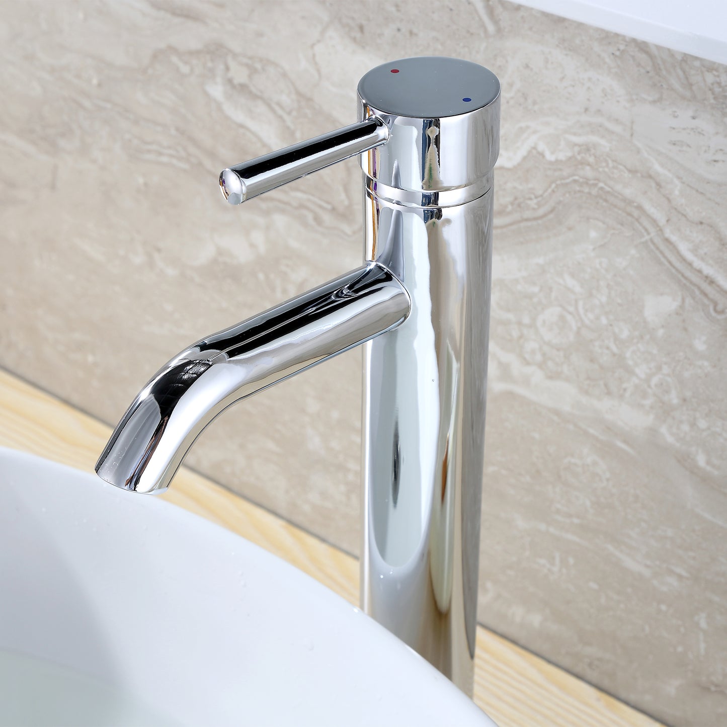 Single Hole Single-Handle Vessel Bathroom Faucet with Drain in Chrome