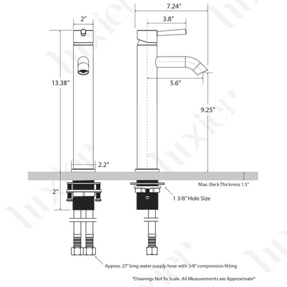 Single Hole Single-Handle Vessel Bathroom Faucet with Drain in Chrome