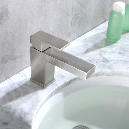 Single Hole Single-Handle Bathroom Faucet with drain in Brushed Nickel