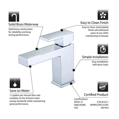 Single Hole Single-Handle Bathroom Faucet with drain in Chrome