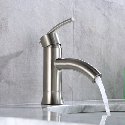 Single Hole Single-Handle Bathroom Faucet with drain in Brushed Nickel