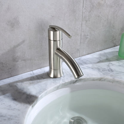 Single Hole Single-Handle Bathroom Faucet with drain in Brushed Nickel