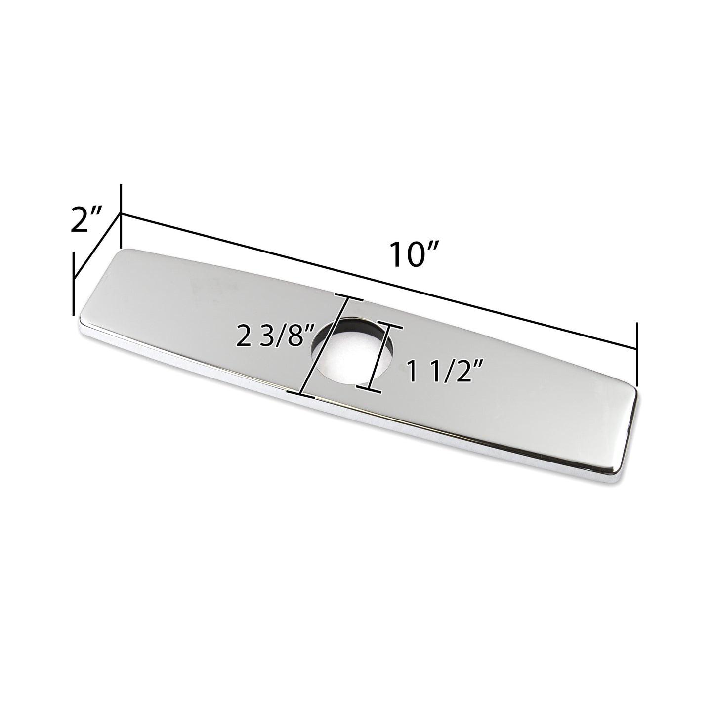 DKPL-10C 10 in. x 2.4 in. x 0.25 in. Brass Kitchen Sink Faucet Hole Cover Deck Plate Escutcheon in Chrome