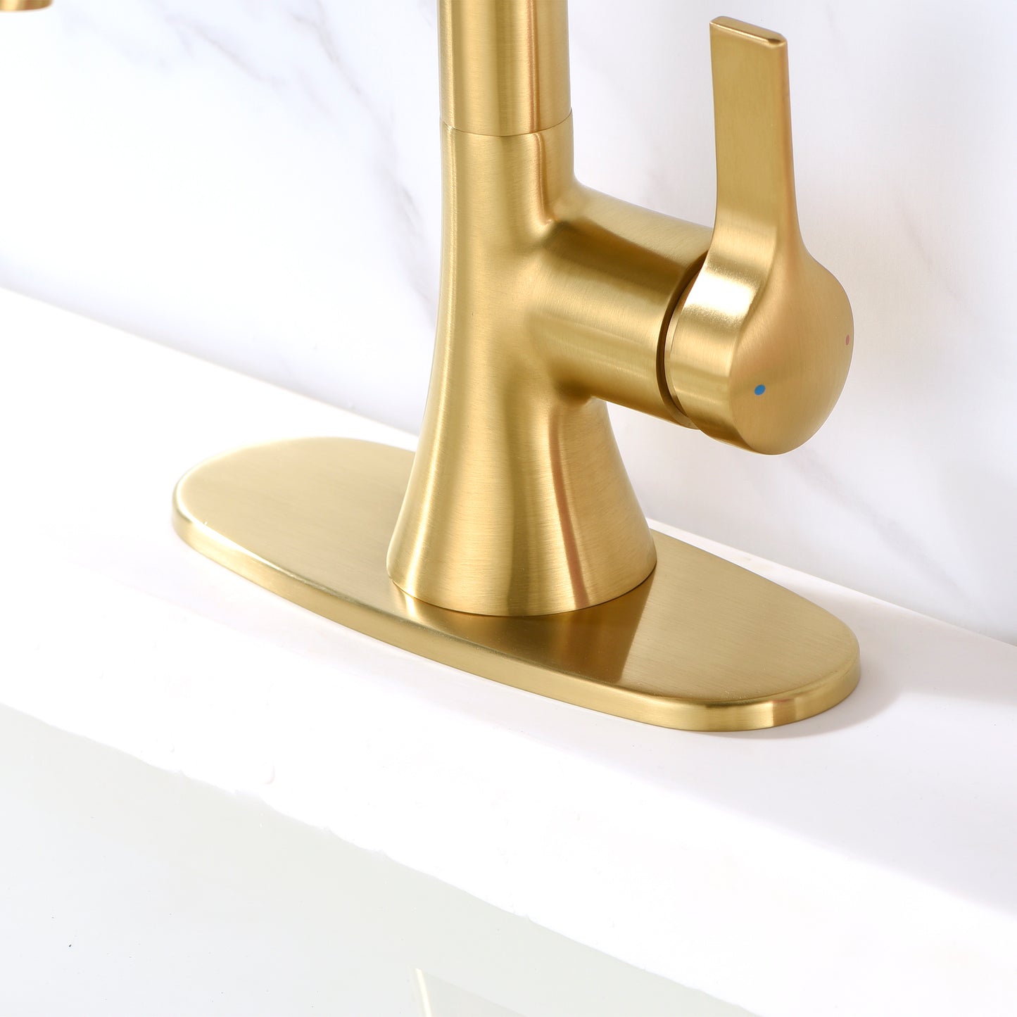 6.25 in. x 2.4 in. x 0.25 in. Brass Bathroom Vessel Vanity Sink Faucet Hole Cover Deck Plate Escutcheon in Brushed Gold