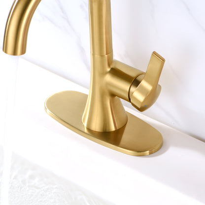 6.25 in. x 2.4 in. x 0.25 in. Brass Bathroom Vessel Vanity Sink Faucet Hole Cover Deck Plate Escutcheon in Brushed Gold