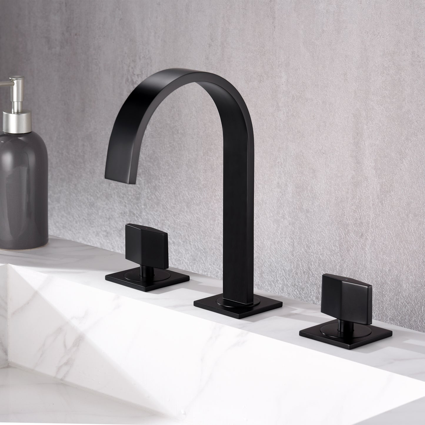 WSP05-TM Contemporary 8 in. Widespread 2-Handle Bathroom Faucet with Pop-Up Drain in Matte Black