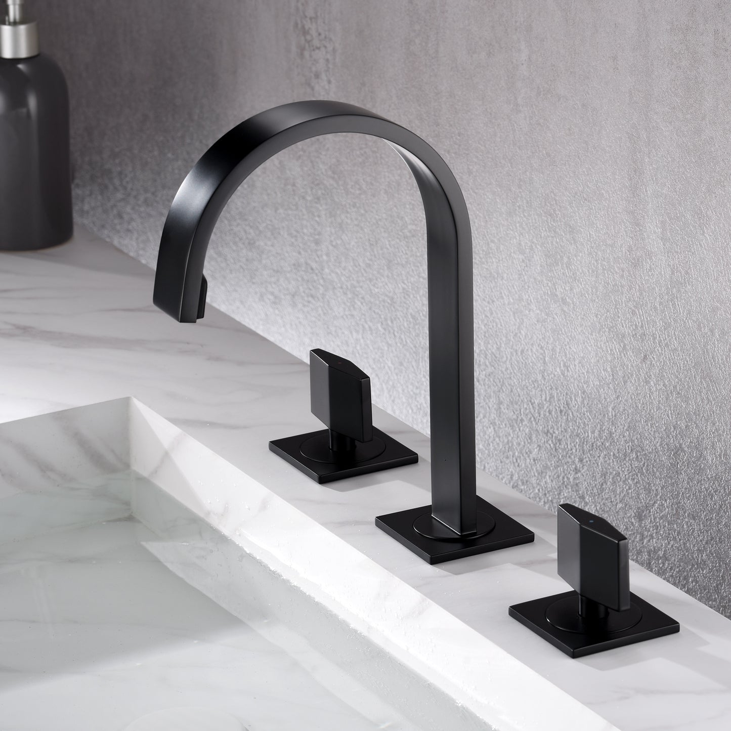 WSP05-TM Contemporary 8 in. Widespread 2-Handle Bathroom Faucet with Pop-Up Drain in Matte Black