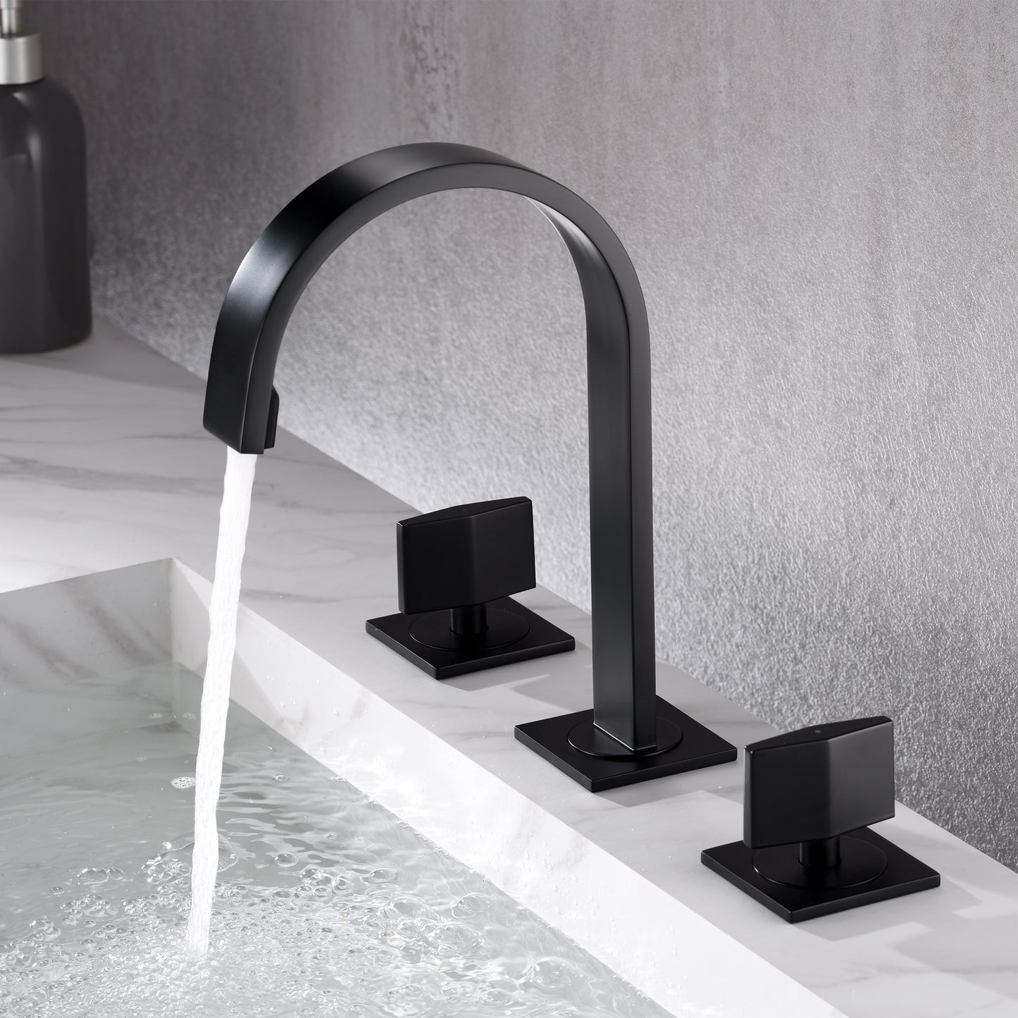 WSP05-TM Contemporary 8 in. Widespread 2-Handle Bathroom Faucet with Pop-Up Drain in Matte Black