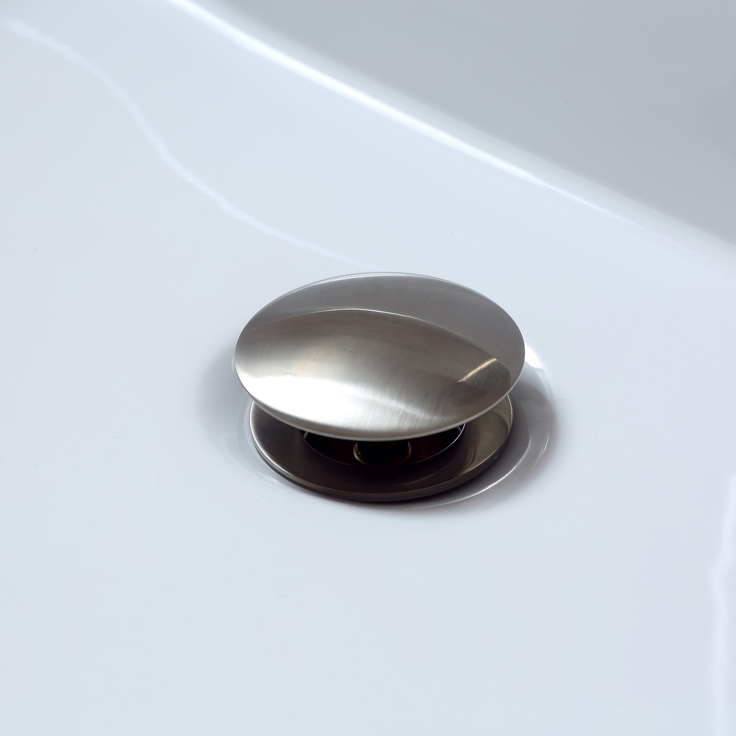 1-5/8 in. Brass Bathroom and Vessel Sink Push Pop-Up Drain Stopper with No Overflow in Brushed Nickel