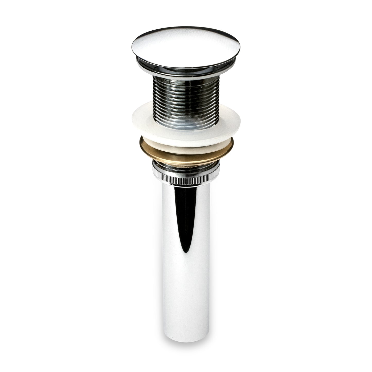 1-5/8 in. Brass Bathroom and Vessel Sink Push Pop-Up Drain Stopper with No Overflow in Chrome