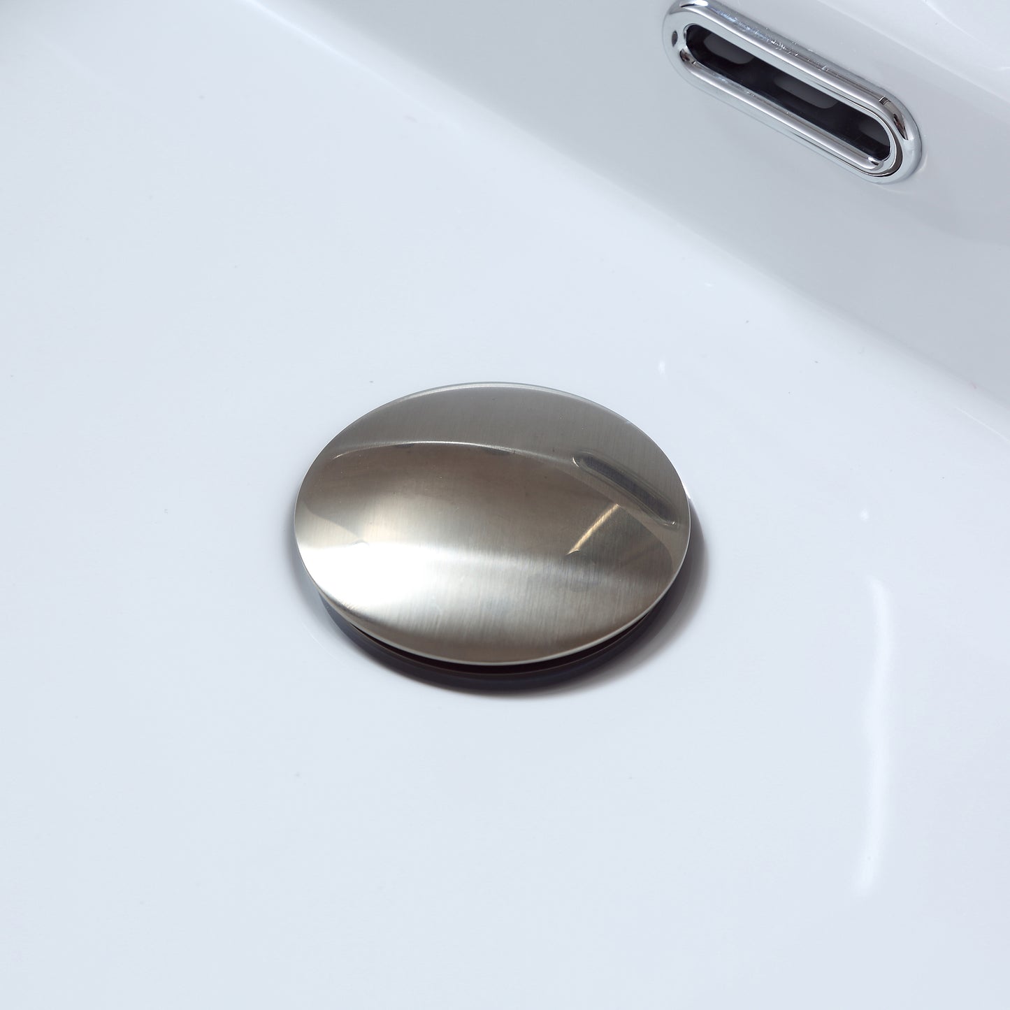 DS02-TB 1-5/8 in. Brass Bathroom and Vessel Sink Push Pop-Up Drain Stopper With Overflow in Brushed Nickel