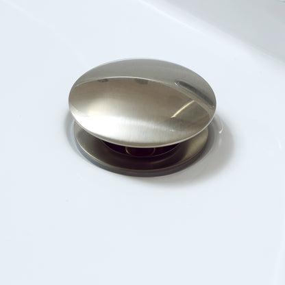 DS02-TB 1-5/8 in. Brass Bathroom and Vessel Sink Push Pop-Up Drain Stopper With Overflow in Brushed Nickel