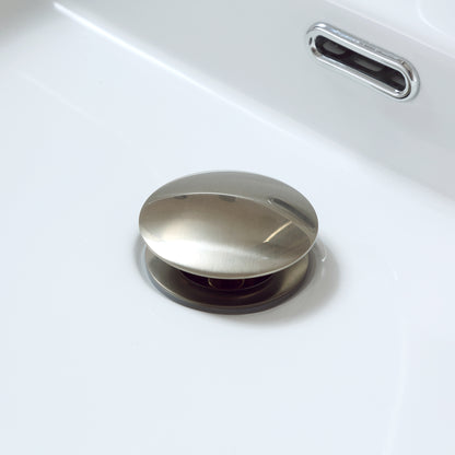 DS02-TB 1-5/8 in. Brass Bathroom and Vessel Sink Push Pop-Up Drain Stopper With Overflow in Brushed Nickel