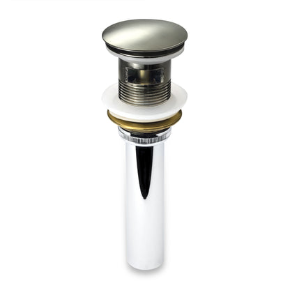 DS02-TB 1-5/8 in. Brass Bathroom and Vessel Sink Push Pop-Up Drain Stopper With Overflow in Brushed Nickel