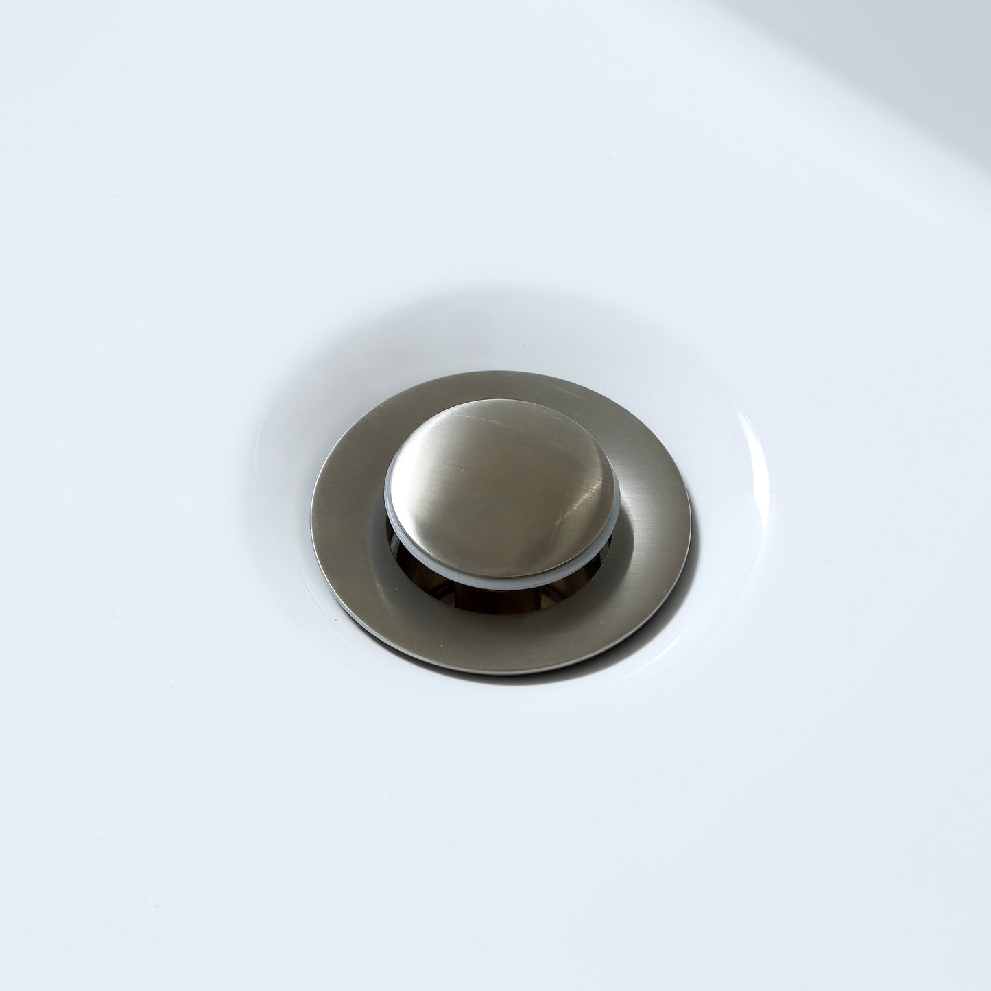 DS03-TB 1-1/2 in. Brass Bathroom and Vessel Sink Push Pop-Up Drain Stopper with No Overflow in Brushed Nickel