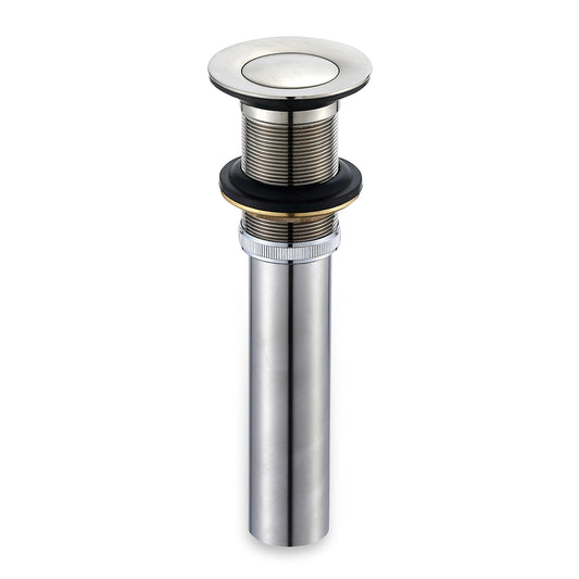 1-1/2 in. Brass Bathroom and Vessel Sink Push Pop-Up Drain Stopper with No Overflow in Brushed Nickel