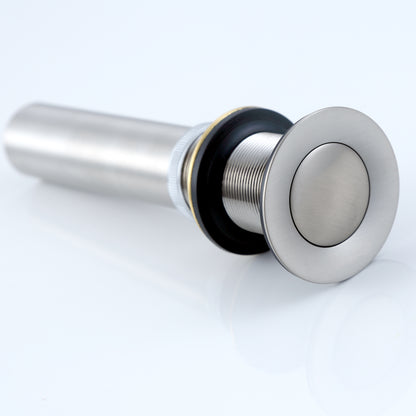 DS03-TB 1-1/2 in. Brass Bathroom and Vessel Sink Push Pop-Up Drain Stopper with No Overflow in Brushed Nickel