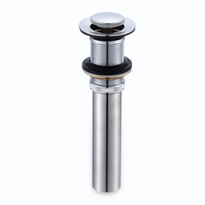 1-1/2 in. Brass Bathroom and Vessel Sink Push Pop-Up Drain Stopper with No Overflow in Chrome