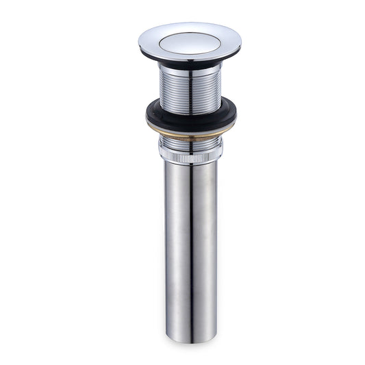 1-1/2 in. Brass Bathroom and Vessel Sink Push Pop-Up Drain Stopper with No Overflow in Chrome