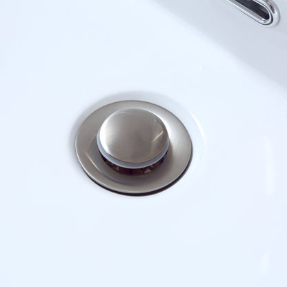 1-1/2 in. Brass Bathroom and Vessel Sink Push Pop-Up Drain Stopper With Overflow in Brushed Nickel