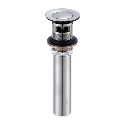 1-1/2 in. Brass Bathroom and Vessel Sink Push Pop-Up Drain Stopper With Overflow in Brushed Nickel