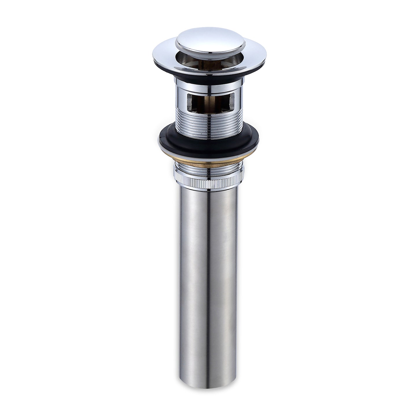 1-1/2 in. Brass Bathroom and Vessel Sink Push Pop-Up Drain Stopper With Overflow in Chrome