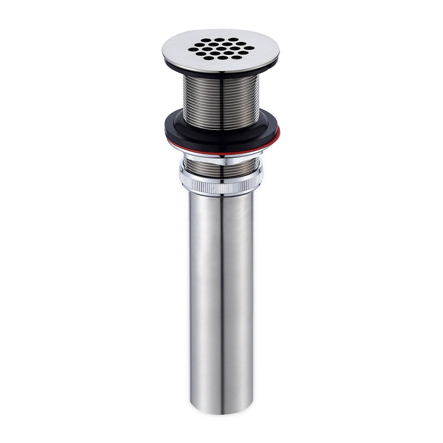 1-1/2 in. Brass Bathroom and Vessel Sink Grid Drain Stopper Strainer with No Overflow in Brushed Nickel