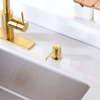 Countertop Deck-Mount Metal Soap and Lotion Dispenser in Brushed Gold