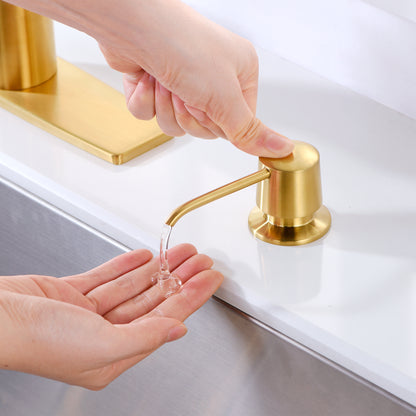 Countertop Deck-Mount Metal Soap and Lotion Dispenser in Brushed Gold