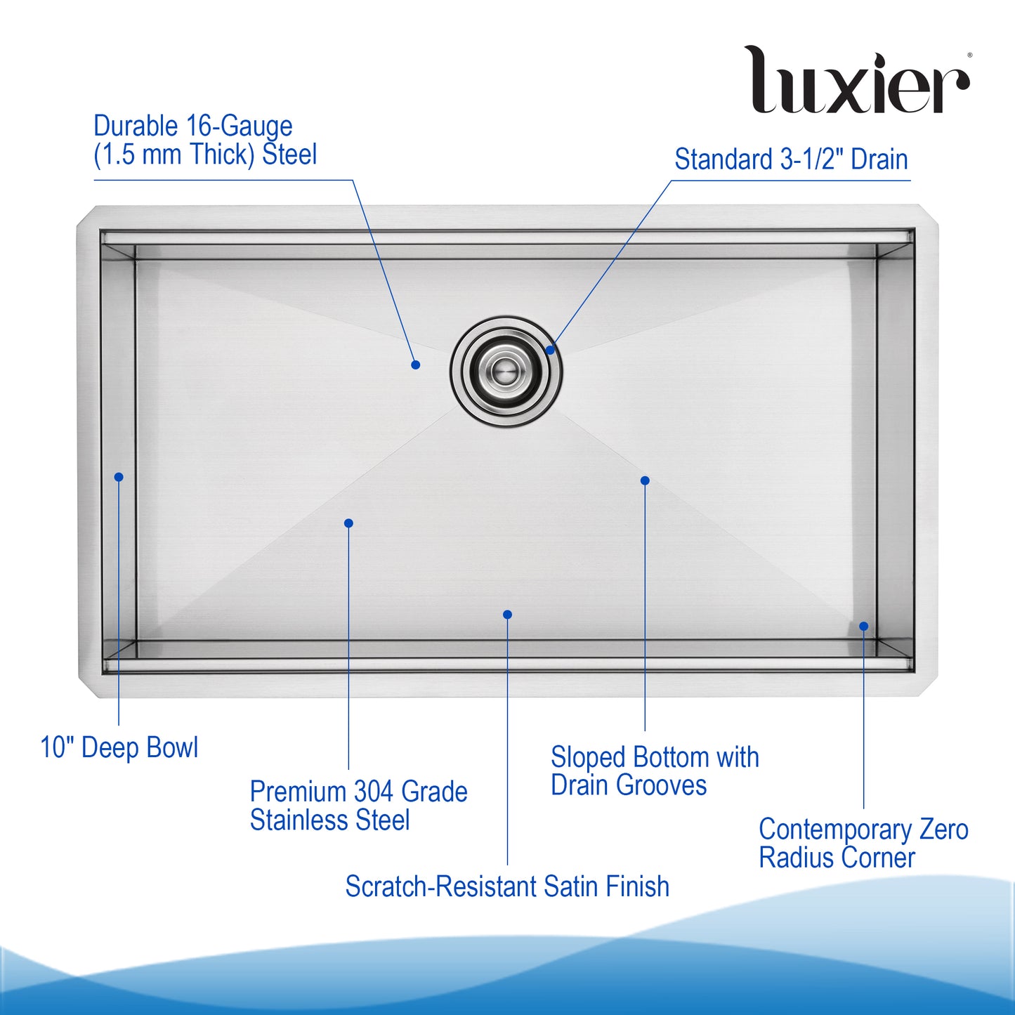 33 in. Undermount Single Bowl 16-Gauge Stainless Steel Workstation Kitchen Sink with Accessories