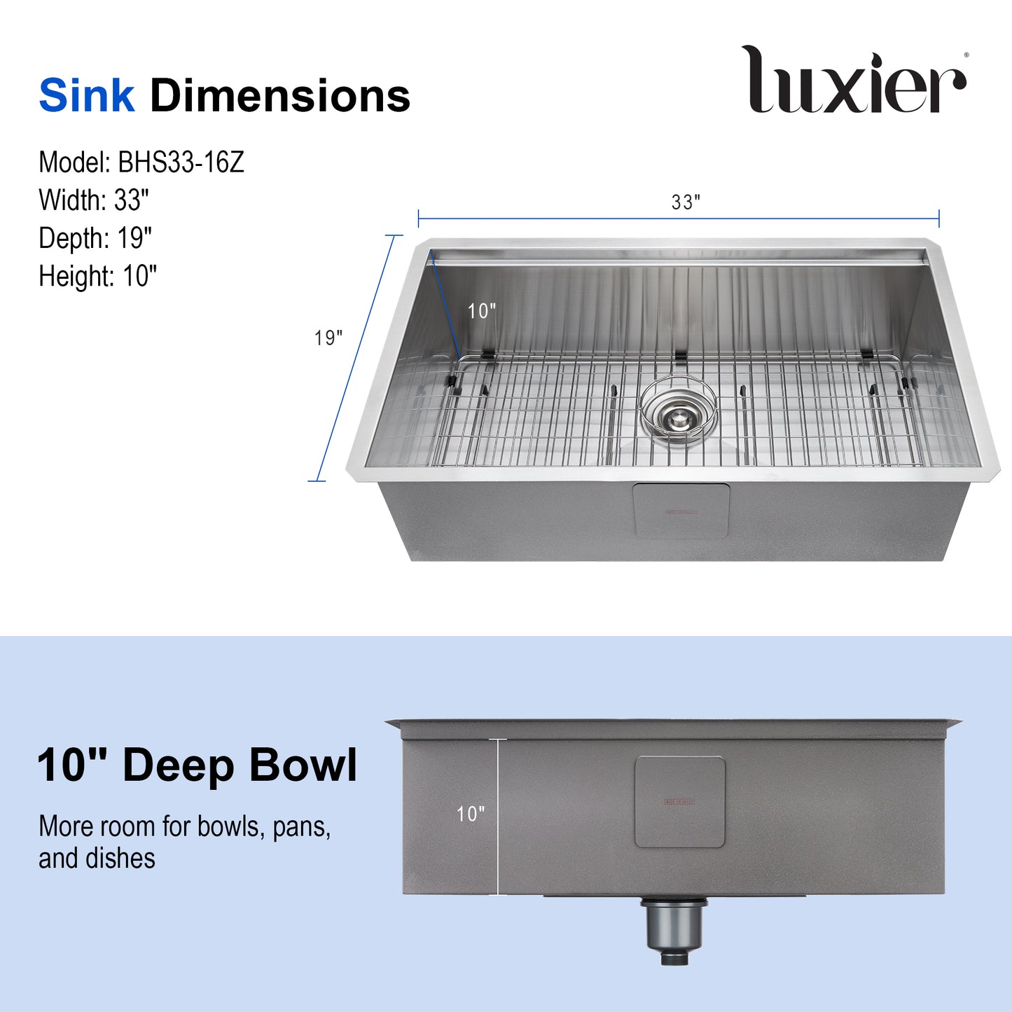 33 in. Undermount Single Bowl 16-Gauge Stainless Steel Workstation Kitchen Sink with Accessories