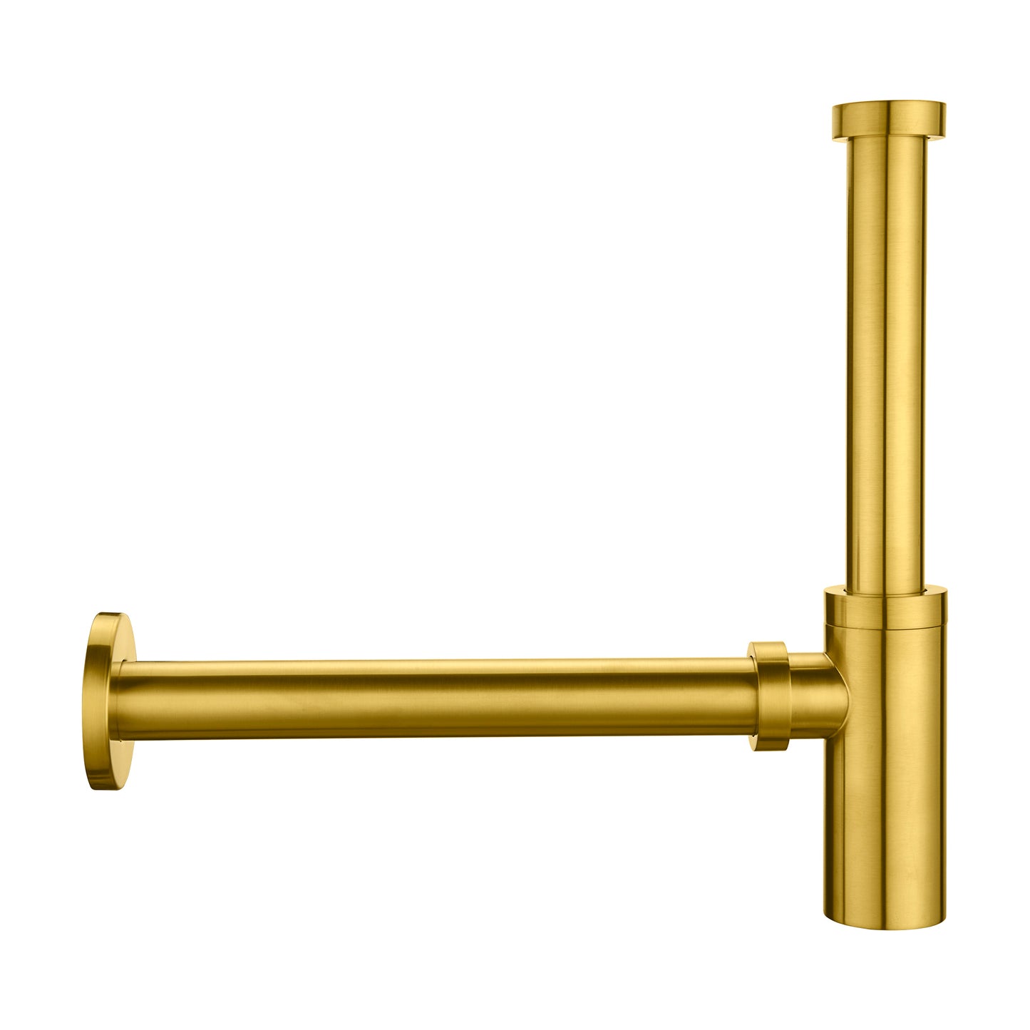 Designer 1-1/4 in. Brass Round Bottle Trap in Brushed Gold