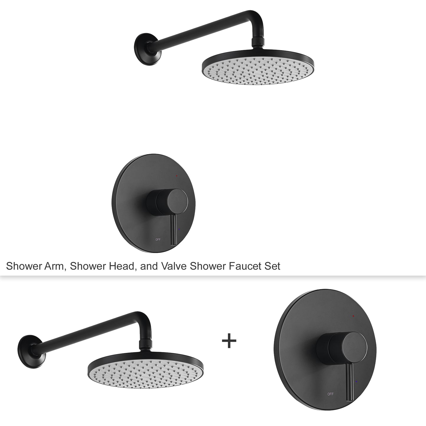 Single-Handle 1-Spray Shower Faucet with Valve in Matte Black (Valve Included)