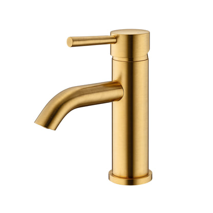 Single Hole Single-Handle Bathroom Faucet with drain in Brushed Gold