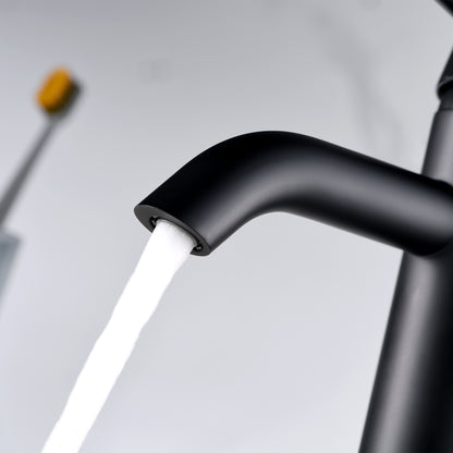 Single Hole Single-Handle Bathroom Faucet with drain in Matte Black