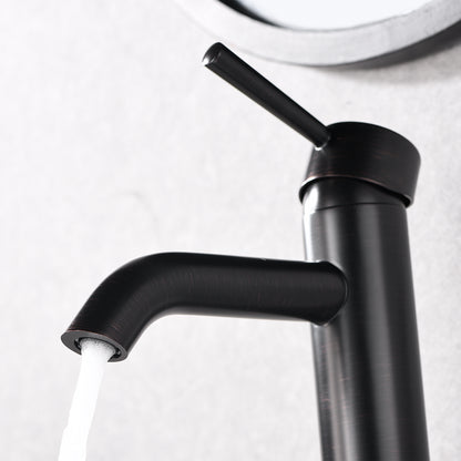 Single Hole Single-Handle Vessel Bathroom Faucet with Drain in Oil Rubbed Bronze