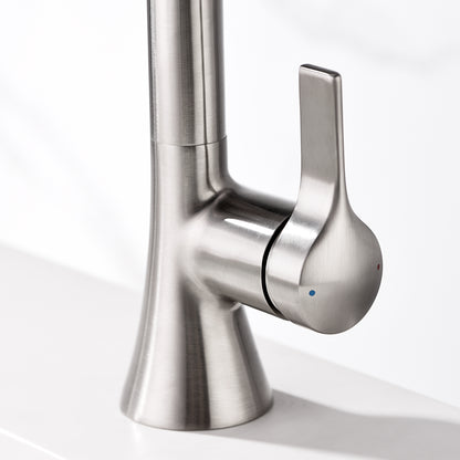 Single Hole Single-Handle Bathroom Faucet with drain in Brushed Nickel