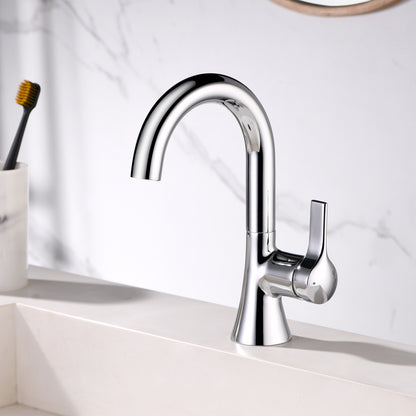 Single Hole Single-Handle Bathroom Faucet with drain in Chrome