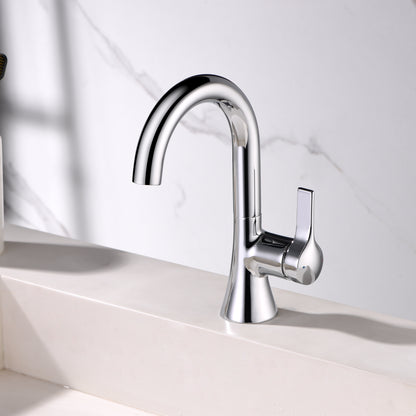 Single Hole Single-Handle Bathroom Faucet with drain in Chrome