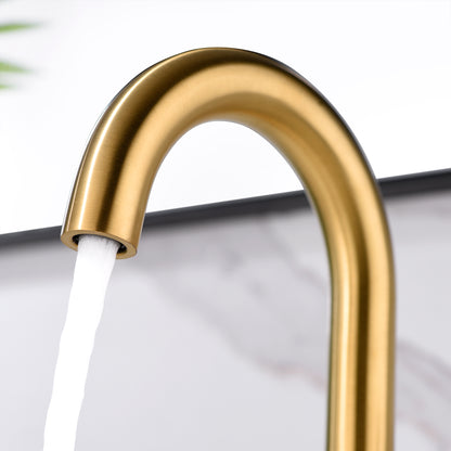 Single Hole Single-Handle Bathroom Faucet with drain in Brushed Gold