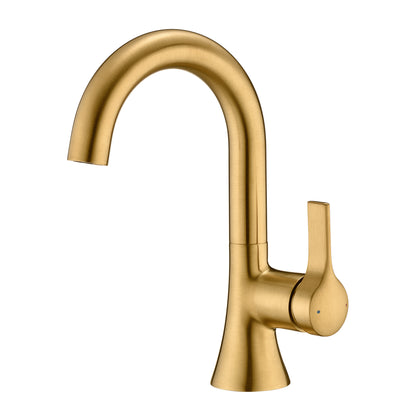 Single Hole Single-Handle Bathroom Faucet with drain in Brushed Gold