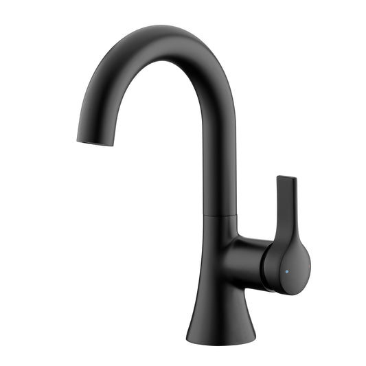 Reesley BSH11-SM Single Hole Single-Handle Bathroom Faucet with drain in Matte Black