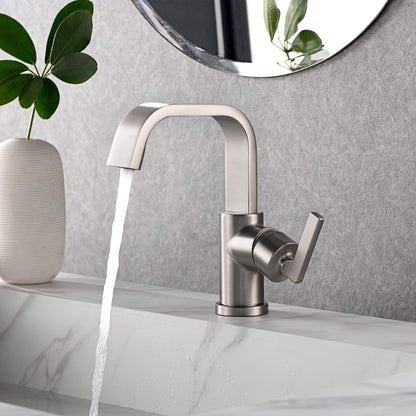 Raiden BSH14-SB Single Hole Single-Handle Bathroom Faucet with drain in Brushed Nickel