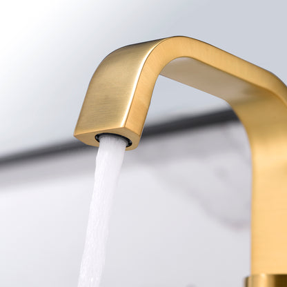 Single Hole Single-Handle Bathroom Faucet with drain in Brushed Gold