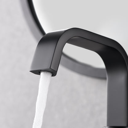 Single Hole Single-Handle Bathroom Faucet with drain in Matte Black